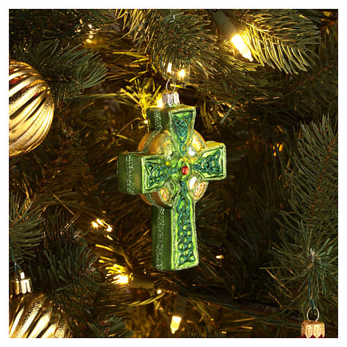 Cruz Céltica enfeite árvore de Natal vidro soprado | venda online na HOLYART