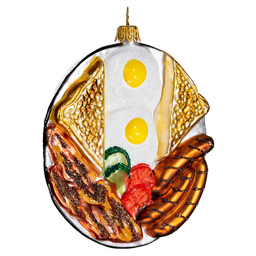 American breakfast, blown glass Christmas tree decoration 4