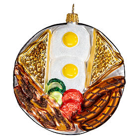 American breakfast  Christmas tree ornament blown glass