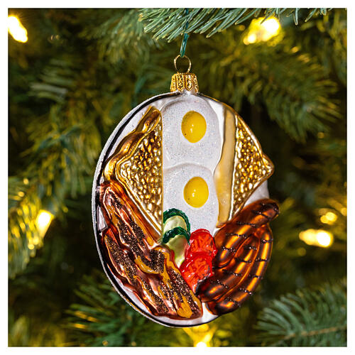 American breakfast  Christmas tree ornament blown glass 2