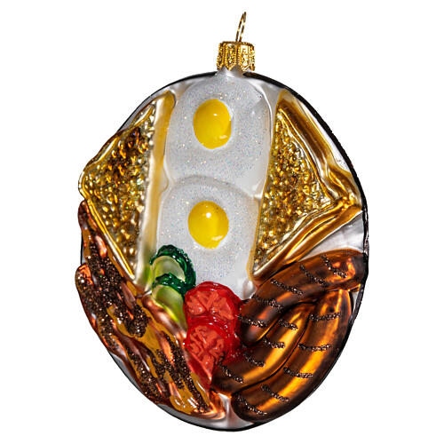 American breakfast  Christmas tree ornament blown glass 3
