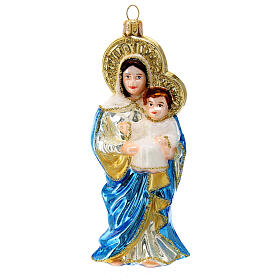 Vierge à l'Enfant décoration pour sapin de Noël verre soufflé