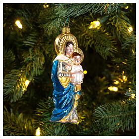 Vierge à l'Enfant décoration pour sapin de Noël verre soufflé