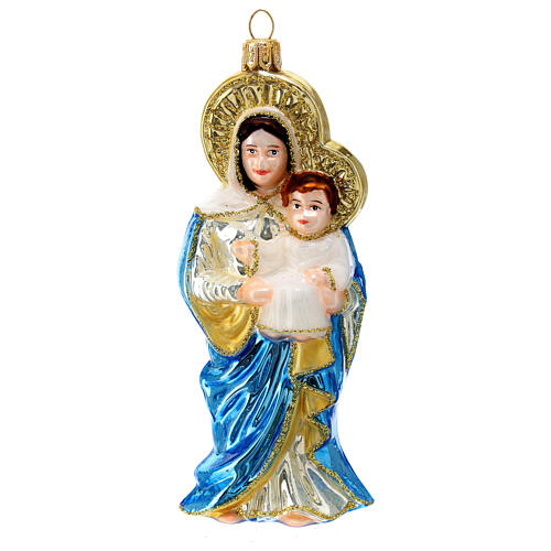 Vierge à l'Enfant décoration pour sapin de Noël verre soufflé 1