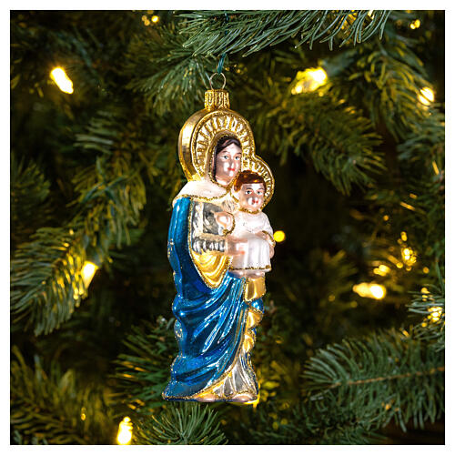 Vierge à l'Enfant décoration pour sapin de Noël verre soufflé 2
