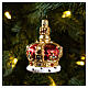 English crown, blown glass Christmas tree decoration s2