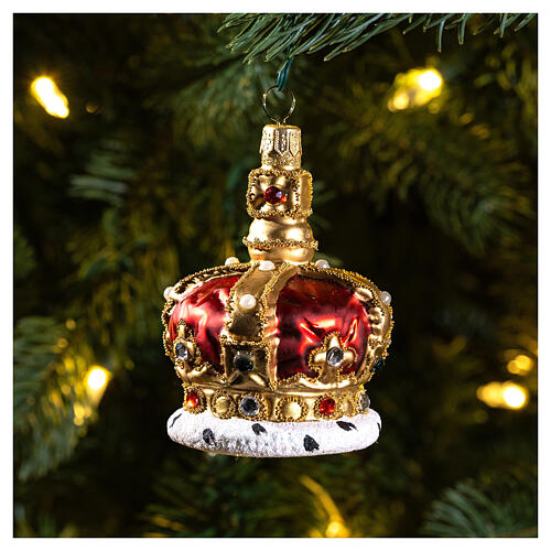 Coroa Inglesa enfeite árvore de Natal vidro soprado 2
