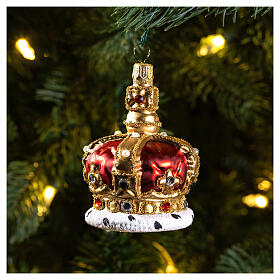UK Royal Crown Christmas tree decoration in blown glass