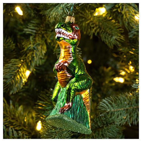 Tyrannosaure décoration pour sapin de Noël verre soufflé 2
