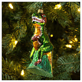 Tyrannosaurus Rex blown glass Christmas tree decoration