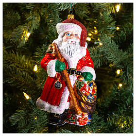 Santa with presents, Christmas tree decoration, blown glass