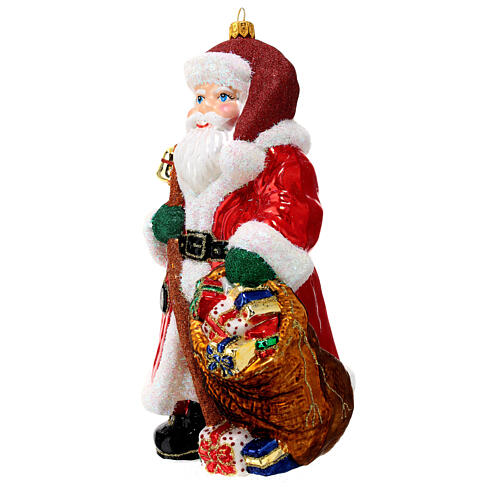 Santa with presents, Christmas tree decoration, blown glass 3