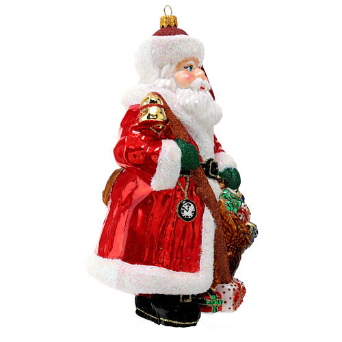 Santa with presents, Christmas tree decoration, blown glass 4