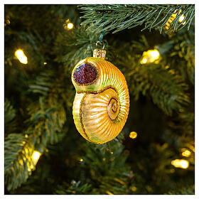 Nautilus shell, blown glass Christmas tree decoration