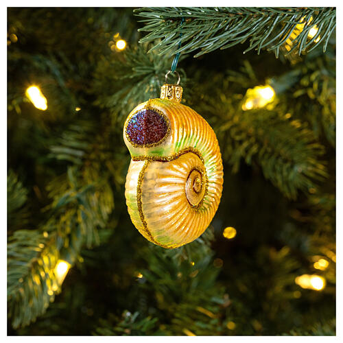 Nautilus shell, blown glass Christmas tree decoration 2