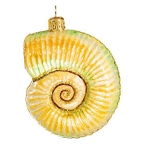 Nautilus shell Christmas tree blown glass decoration
