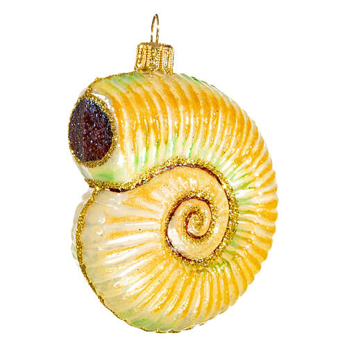 Nautilus shell Christmas tree blown glass decoration 3