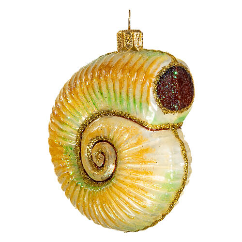 Nautilus shell Christmas tree blown glass decoration 4