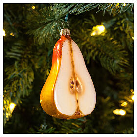 Pear Christmas tree decoration blown glass
