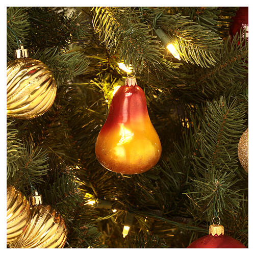 Pear Christmas tree decoration blown glass 2