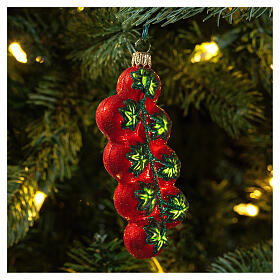 Pomodorino grappolo decorazioni albero Natale vetro soffiato