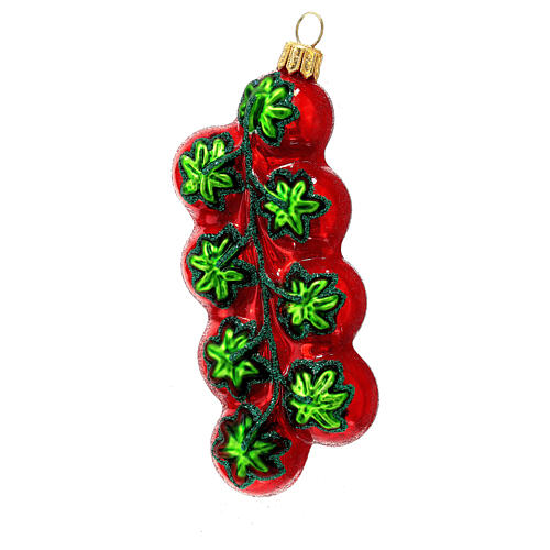 Pomodorino grappolo decorazioni albero Natale vetro soffiato 1