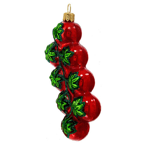 Pomodorino grappolo decorazioni albero Natale vetro soffiato 3