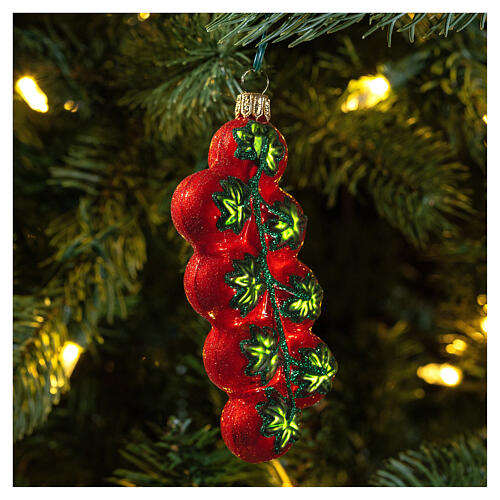 Bunch of cherry tomatoes blown glass Christmas tree decoration 2
