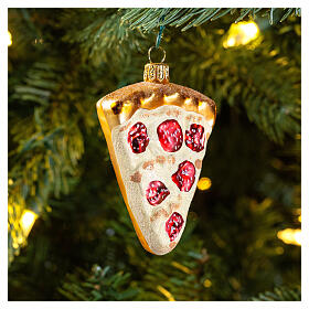 Fatia de pizza enfeite vidro soprado para árvore de Natal