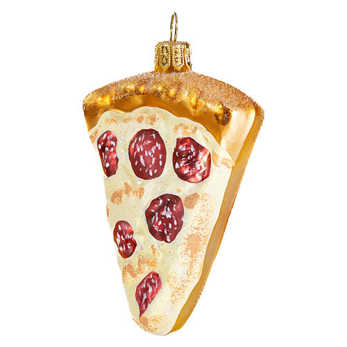Pizza slice Christmas tree decoration in blown glass 3