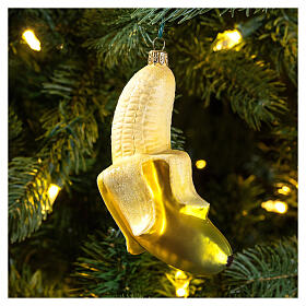 Banane, Weihnachtsbaumschmuck aus mundgeblasenem Glas