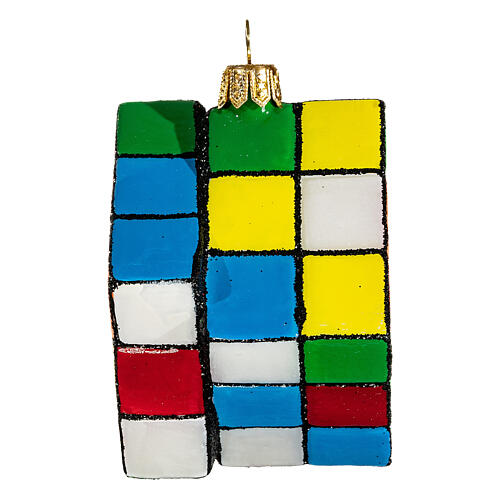 Cubo de Rubik decoraciones árbol Navidad vidrio soplado 5