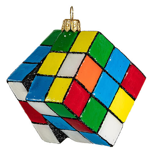 Rubik's cube blown glass Christmas tree ornament 4