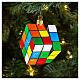 Rubik's cube blown glass Christmas tree ornament s2