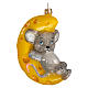 Mouse on a moon of cheese, Christmas tree decoration of blown glass s1
