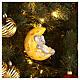 Mouse on cheese moon Christmas tree decoration blown glass s2
