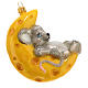 Mouse on cheese moon Christmas tree decoration blown glass s3