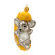 Mouse on cheese moon Christmas tree decoration blown glass s5