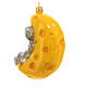 Mouse on cheese moon Christmas tree decoration blown glass s6