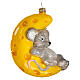 Mouse on cheese moon Christmas tree decoration blown glass s3