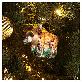 Hyène décoration verre soufflé pour sapin Noël