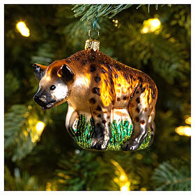 Hyena Christmas tree decoration in blown glass