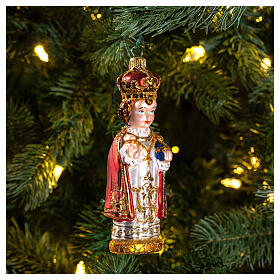 Menino Jesus de Praga enfeite vidro soprado para árvore de Natal