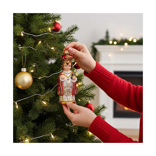 Menino Jesus de Praga enfeite vidro soprado para árvore de Natal 4