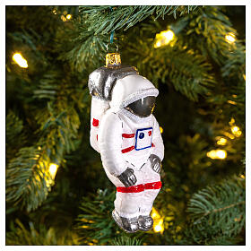 Astronauta enfeite vidro soprado para árvore de Natal