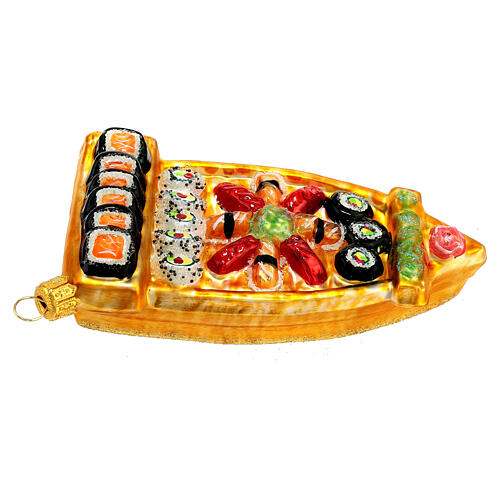 Łódka sushi dekoracja na choinkę szkło dmuchane 5