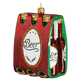 6er Pack Bier, Weihnachtsbaumschmuck aus mundgeblasenem Glas