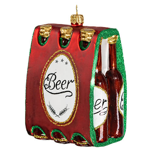 Cerveza 6 botellas decoraciones árbol Navidad vidrio soplado 1
