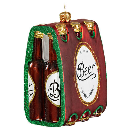 Birra 6 bottiglie decorazioni albero Natale vetro soffiato 3