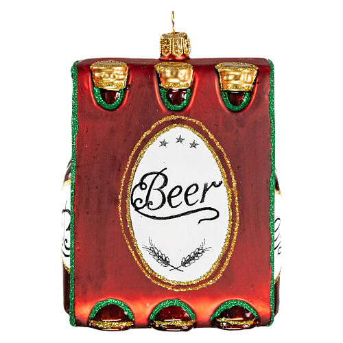 Beer 6-pack Christmas tree decoration blown glass 4